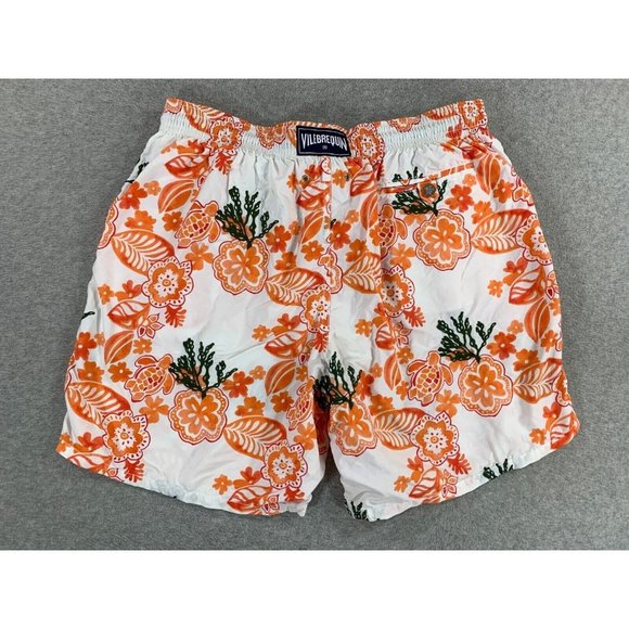 Vilebrequin Floral‎ Cotton Mesh Lined Swim Trunks (Men's 3XL) Orange - Picture 12 of 12